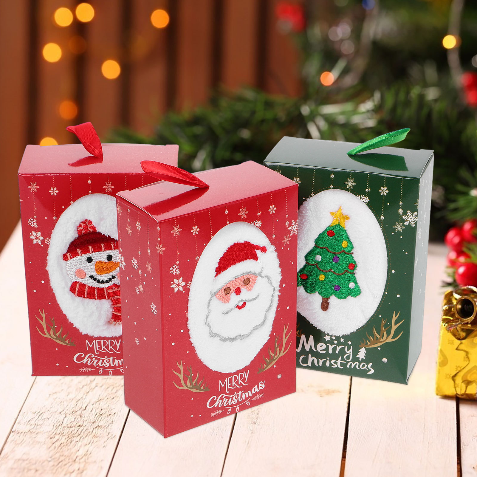 Home Textiles Towel Set - مجموعة من 3 مناشف يد للكريسماس،