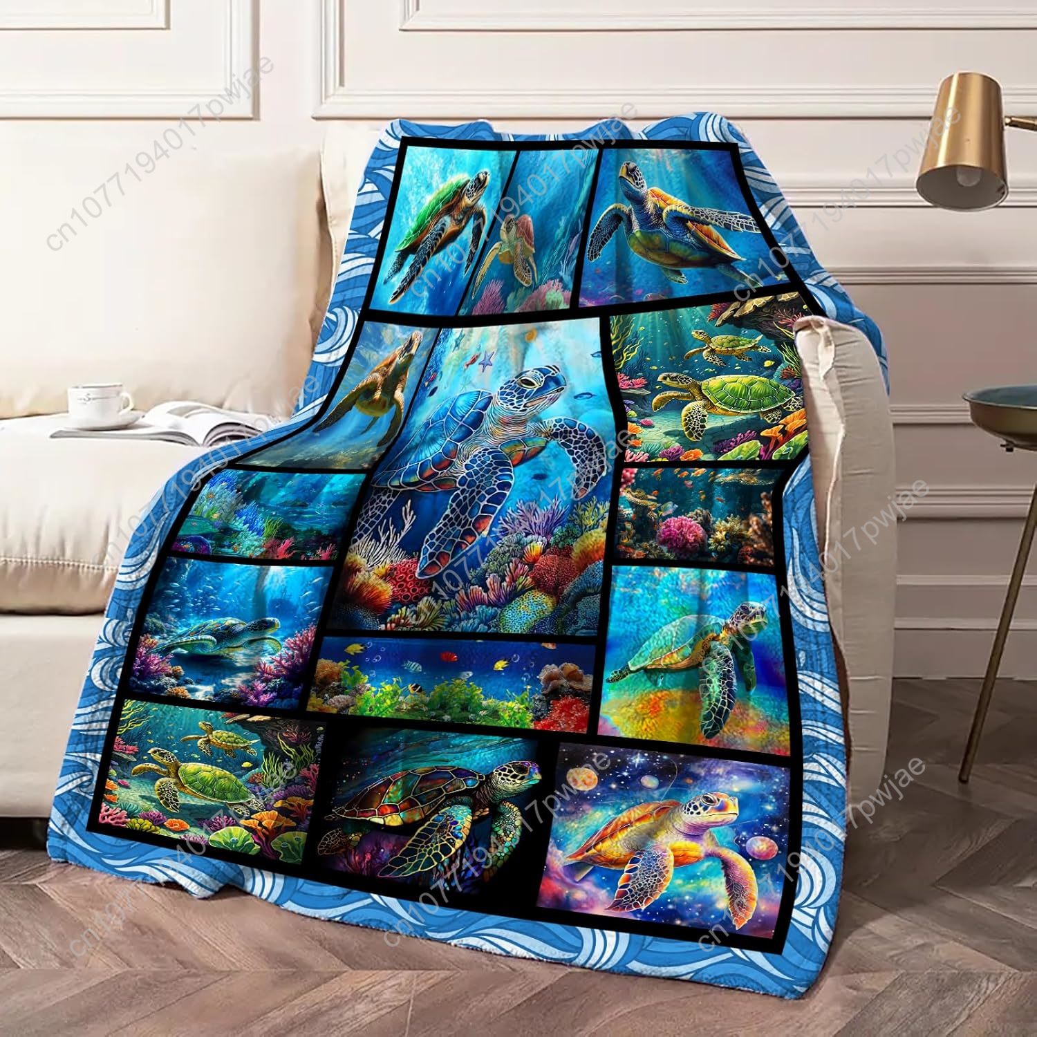 السلاحف البحرية الفانيلا رمي ب - مراجعة Home Textiles And Decor وسعره