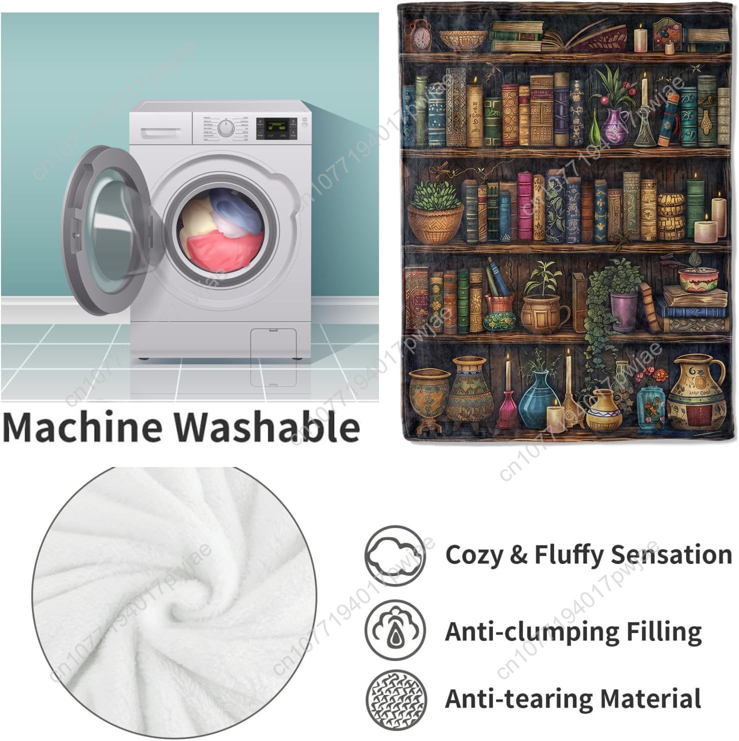 خمر رف الكتب بطانية القراءة رم - مراجعة Home Textiles And Decor وسعره