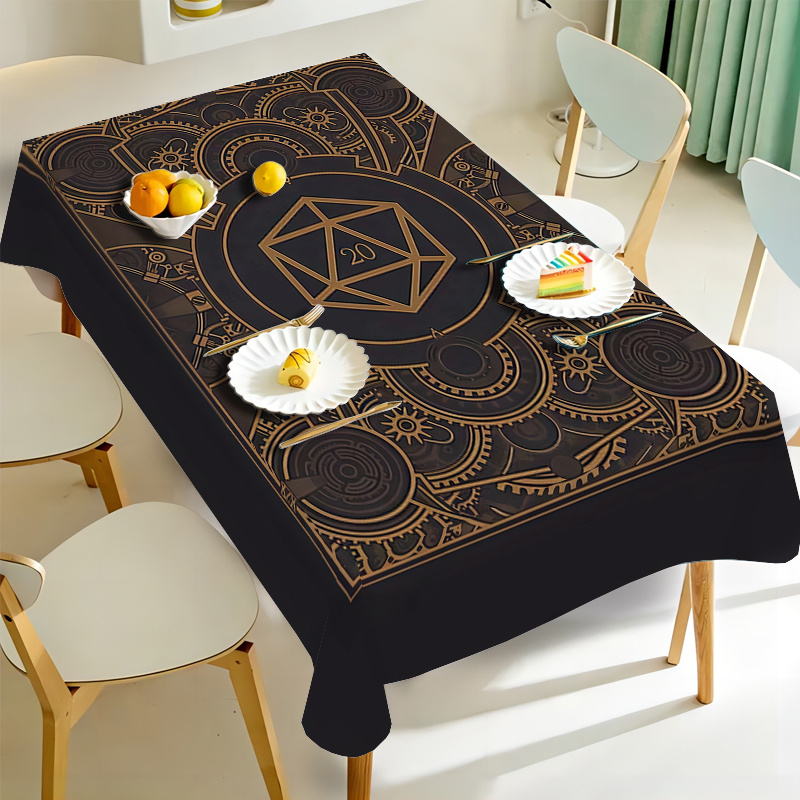 مفرش طاولة بنمط التروس الذهبية - مراجعة Home Textiles Fabric وسعره