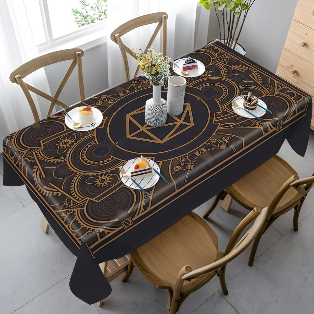 مفرش طاولة بنمط التروس الذهبية - مراجعة Home Textiles Fabric وسعره