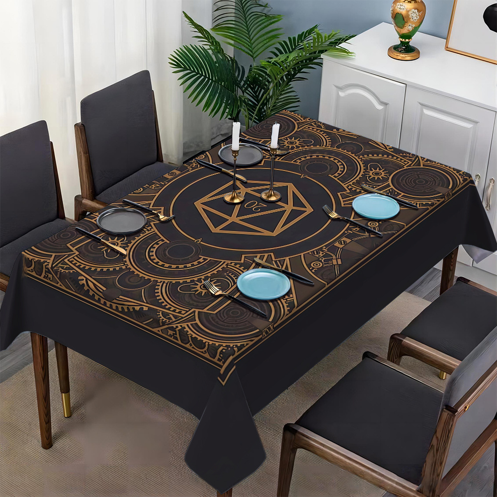 مفرش طاولة بنمط التروس الذهبية - مراجعة Home Textiles Fabric وسعره