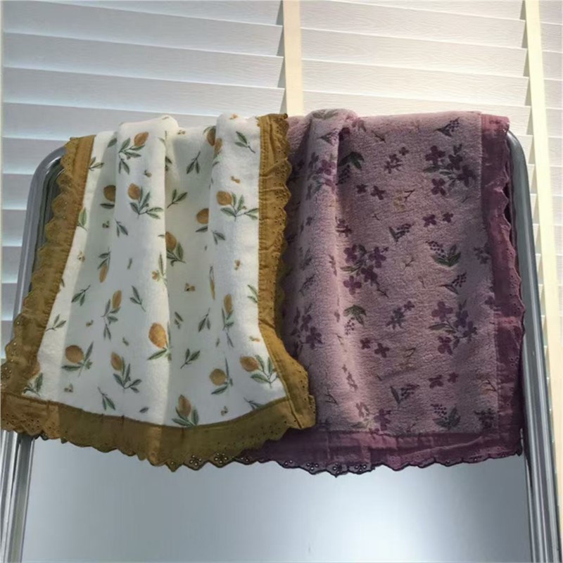 منشفة بتصميم زهري مع دانتيل، ن - مراجعة Home Textiles Towel Set وسعره