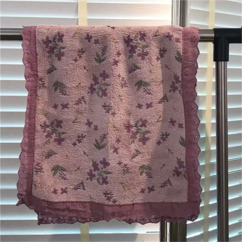 منشفة بتصميم زهري مع دانتيل، ن - مراجعة Home Textiles Towel Set وسعره