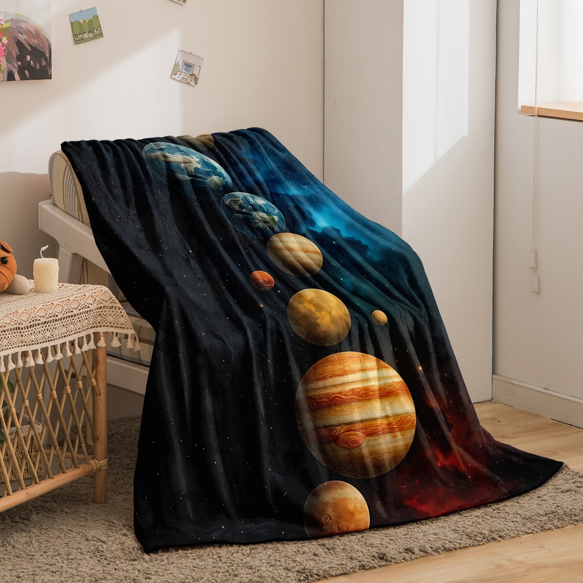 بطانية مطبوعة بنمط كواكب المجر - مراجعة Galaxy Home Textiles وسعره