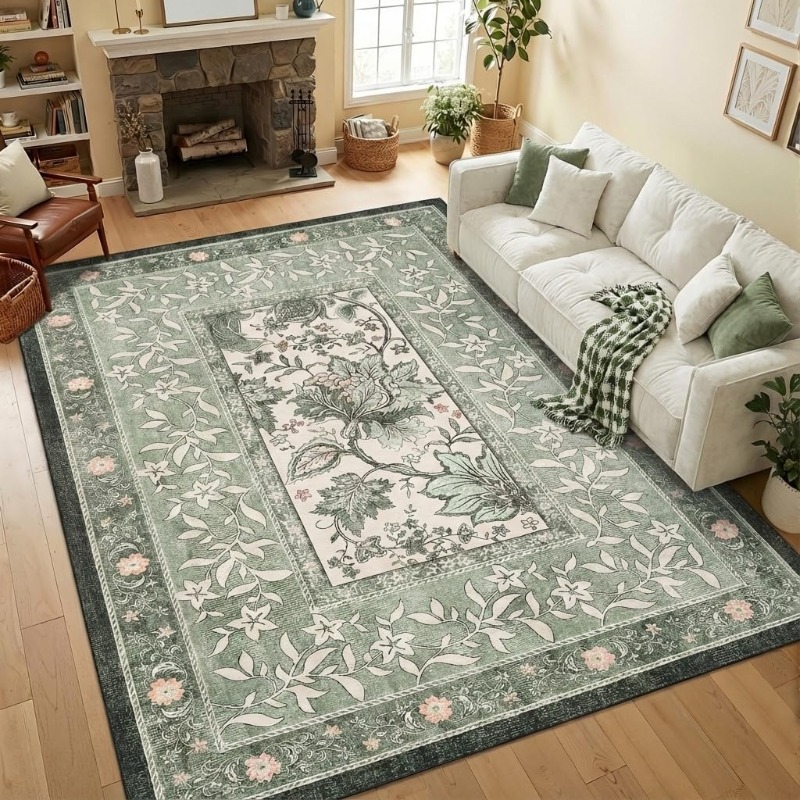 سجادة بطبعة نباتية عتيقة لغرفة - مراجعة Home Lines Textiles وسعره